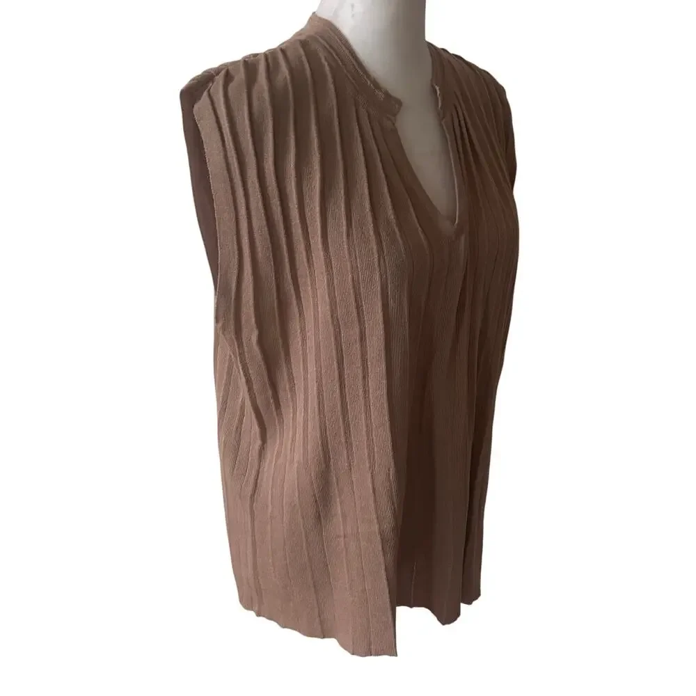 Anthropologie Current Air Brown Sleeveless V-Neck Boxy Sweater Women Size Small